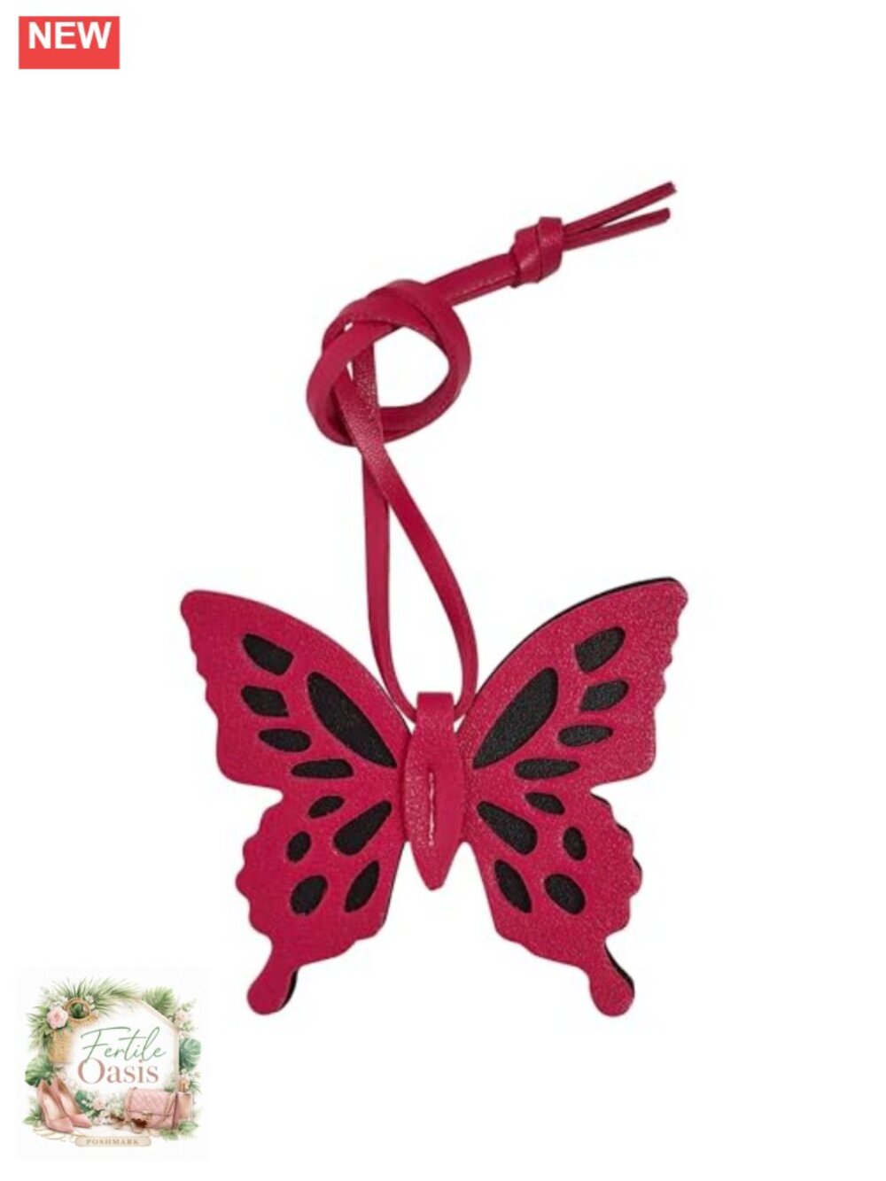 Faux Leather Butterfly Bag Charm for Handbags Purses Totes